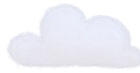 Soft fluffy white cloud with a textured, painterly appearance on a transparent background.